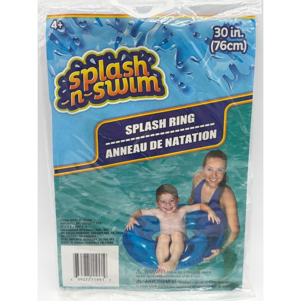 Splash N Swim 30-Inch Inflatable Splash Ring For Kids Blue Ages 4+